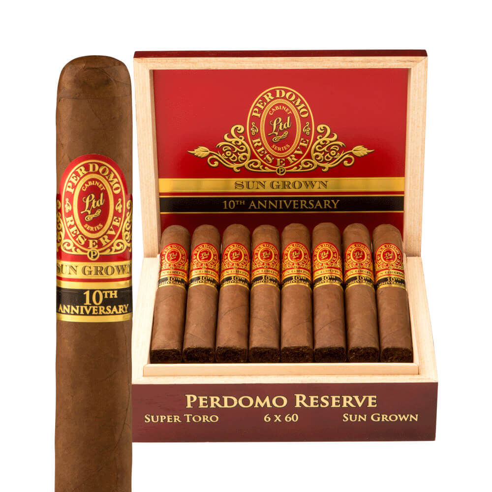 Perdomo Reserve 10th Anniversary Box Pressed Sun Grown Super Toro Box of 25