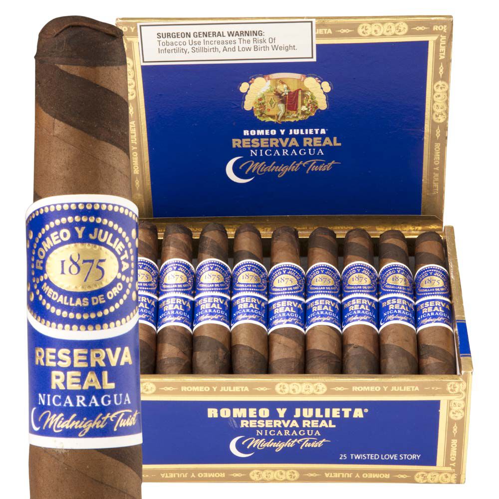 Romeo y Julieta Reserva Real Nicaragua Midnight Twist Twisted Love Story Box of 25
