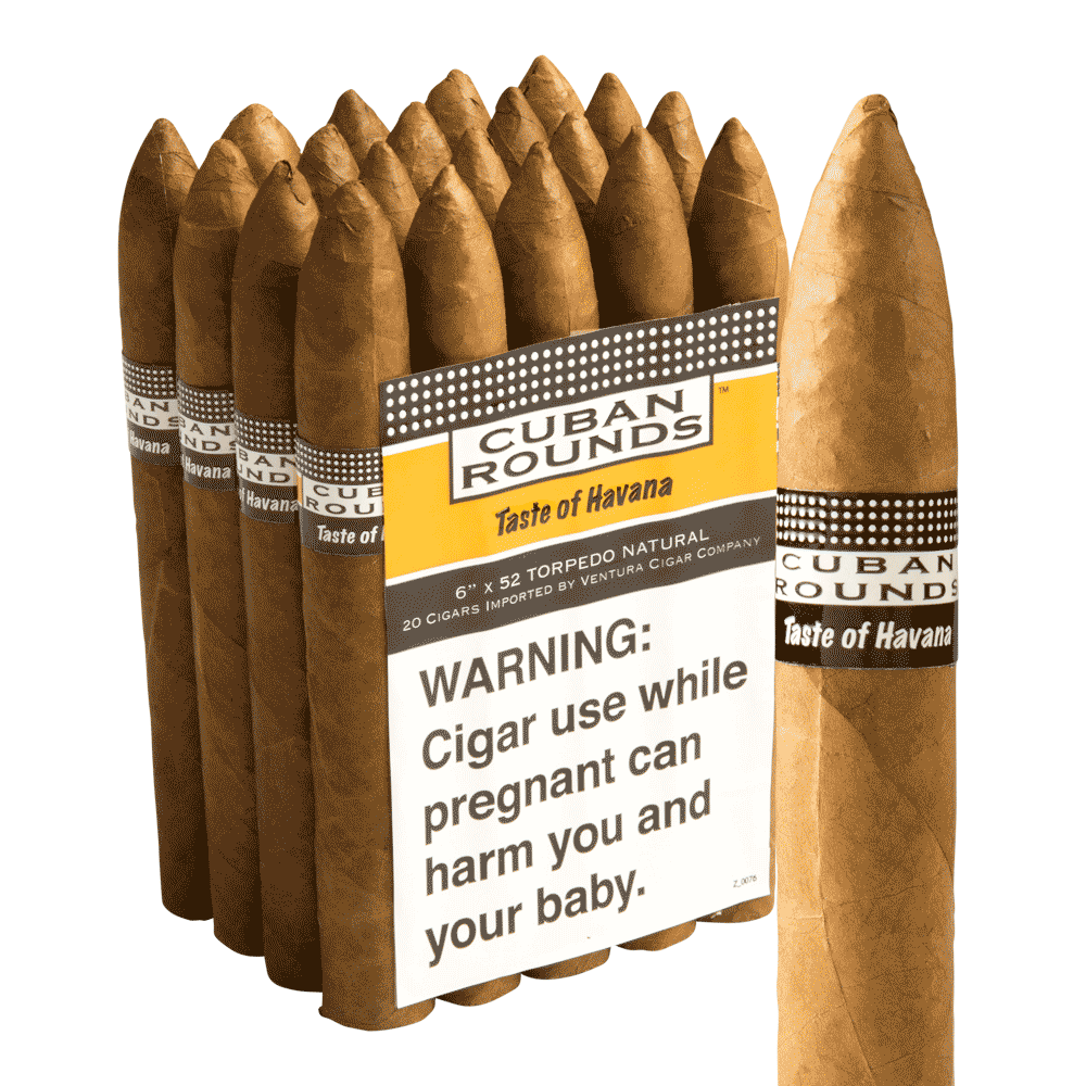 Cuban Rounds Torpedo Natural / 6 x 52 Bundle of 20