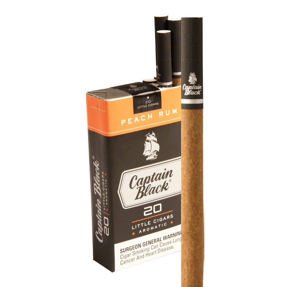 Captain Black Little Cigars Peach Rum / 3.75 x 20 10 Packs of 20 (200 total)