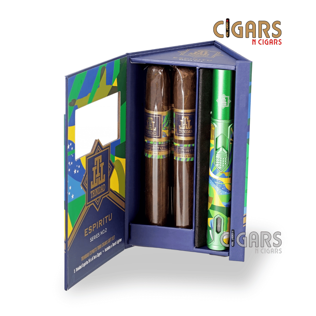 Trinidad Espiritu Series No. 2 Toro & Lighter Set Box of 5 with Torch Lighter