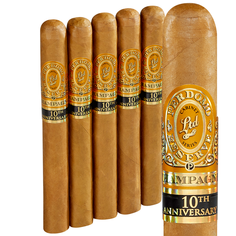 Perdomo Reserve 10th Anniversary Champagne Cigars Churchill Pack of 5