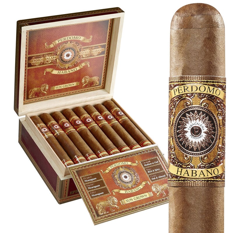 Perdomo Habano Bourbon Barrel Aged Sun Grown Churchill Box of 24