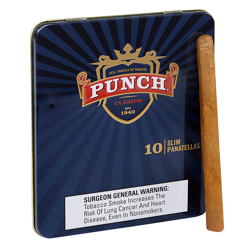 Punch Clasico Sumatra Tins - Slim Panatellas (4.6" x 29) Panatela Pack of 10