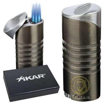 La Aurora Xikar Ellipse III Triple Flame Lighter- Gunmetal Lighter