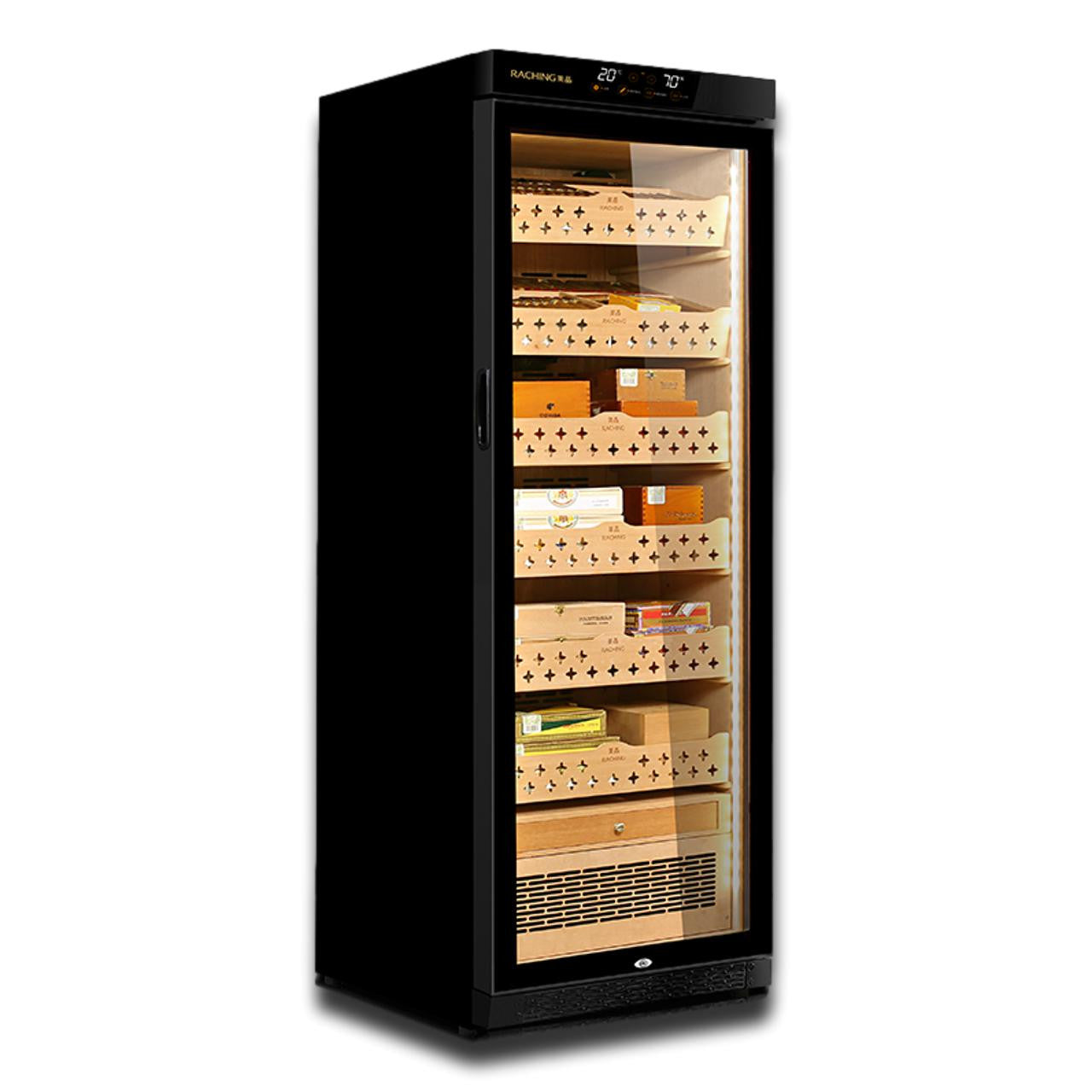 Raching MON2800A Climate Control Black Wood 1,500-Cigar Electric Humidor | Without Ammonia Removal