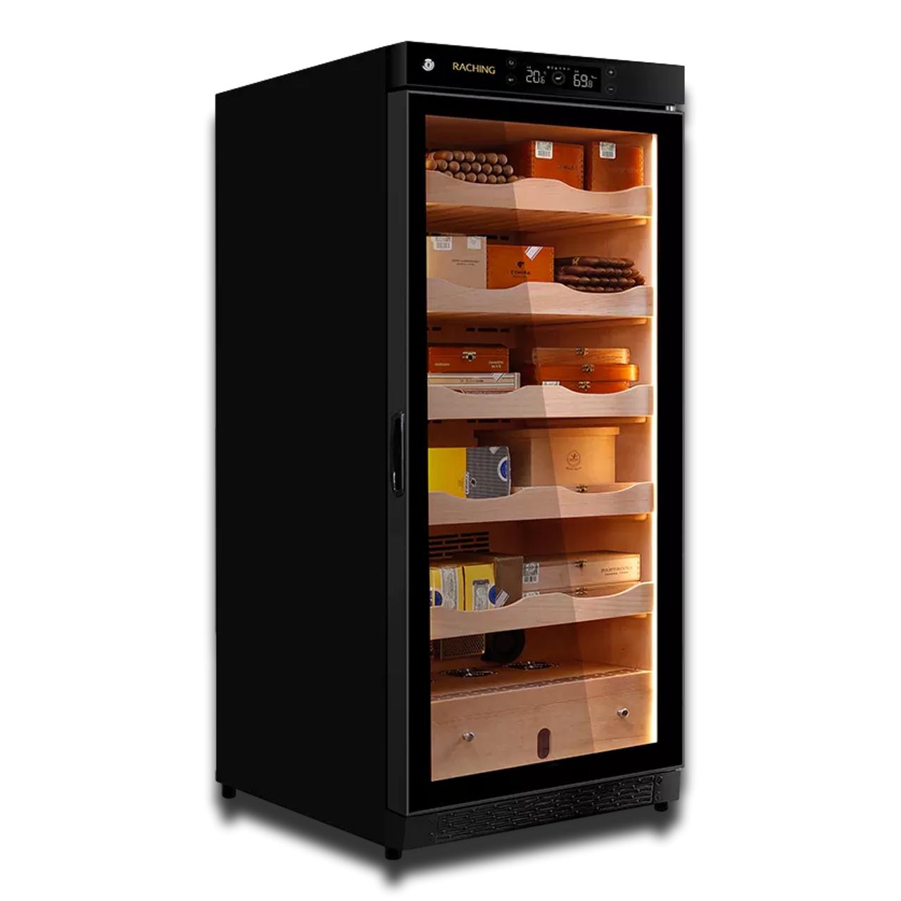 Raching C230A Climate Control Black Wood 900-Cigar Electric Humidor | Spanish Cedar Shelving