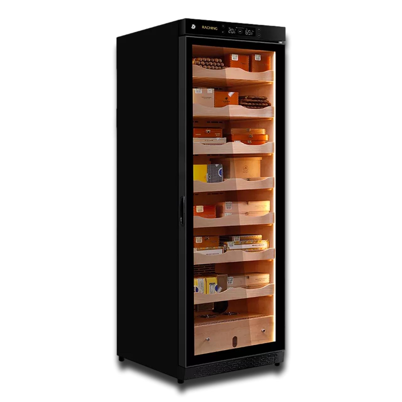 Raching C380A Climate Control Black Wood 1,500-Cigar Electric Humidor | Spanish Cedar Shelving