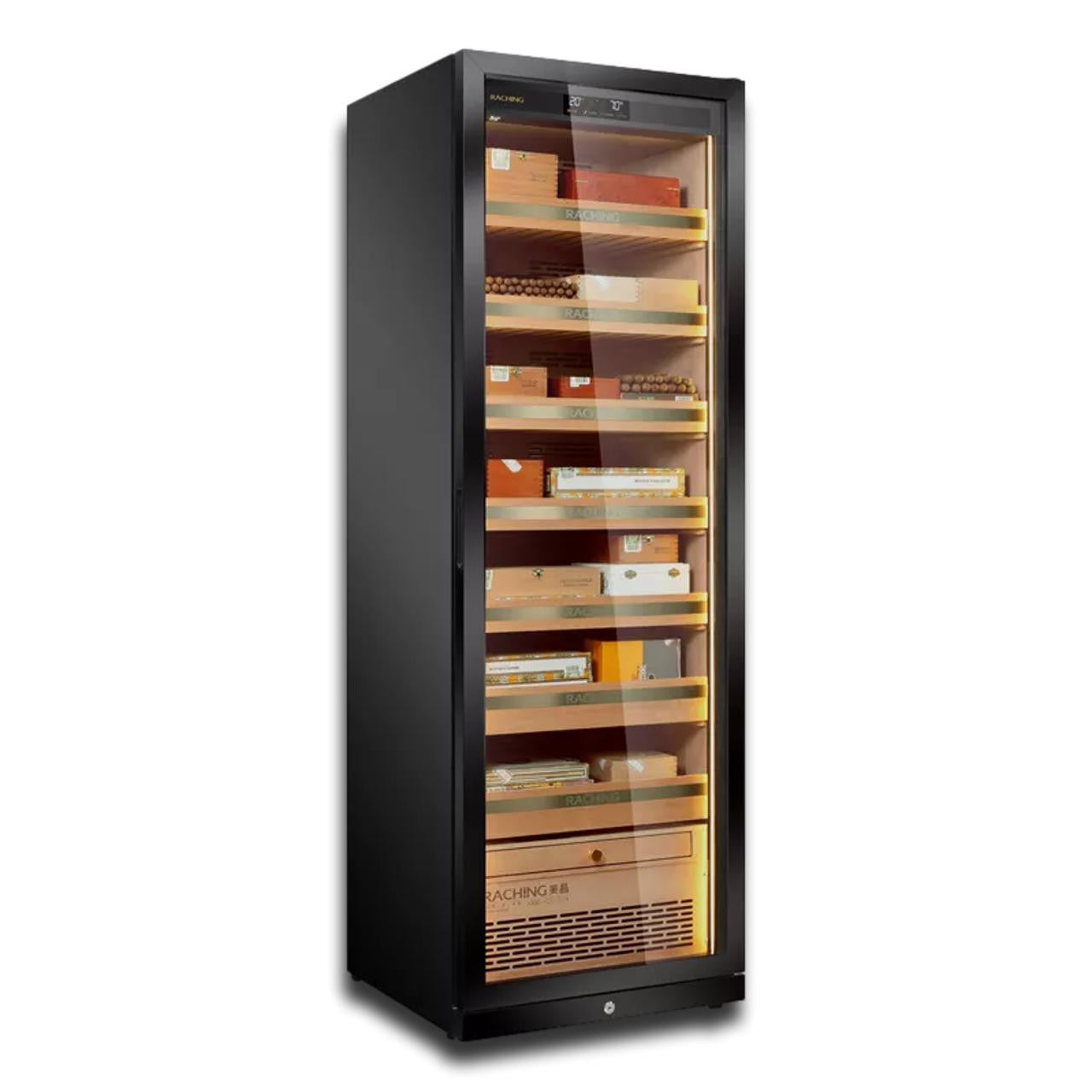 Raching MON3800A Climate Control Black Titanium Stainless Steel 1,800-Cigar Electric Humidor