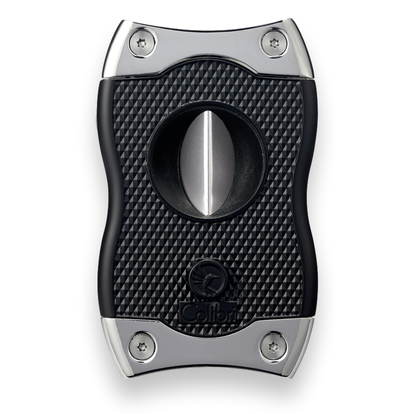 Colibri SV-Cut Cigar Cutter with Straight and V-Cut | Black and Chrome