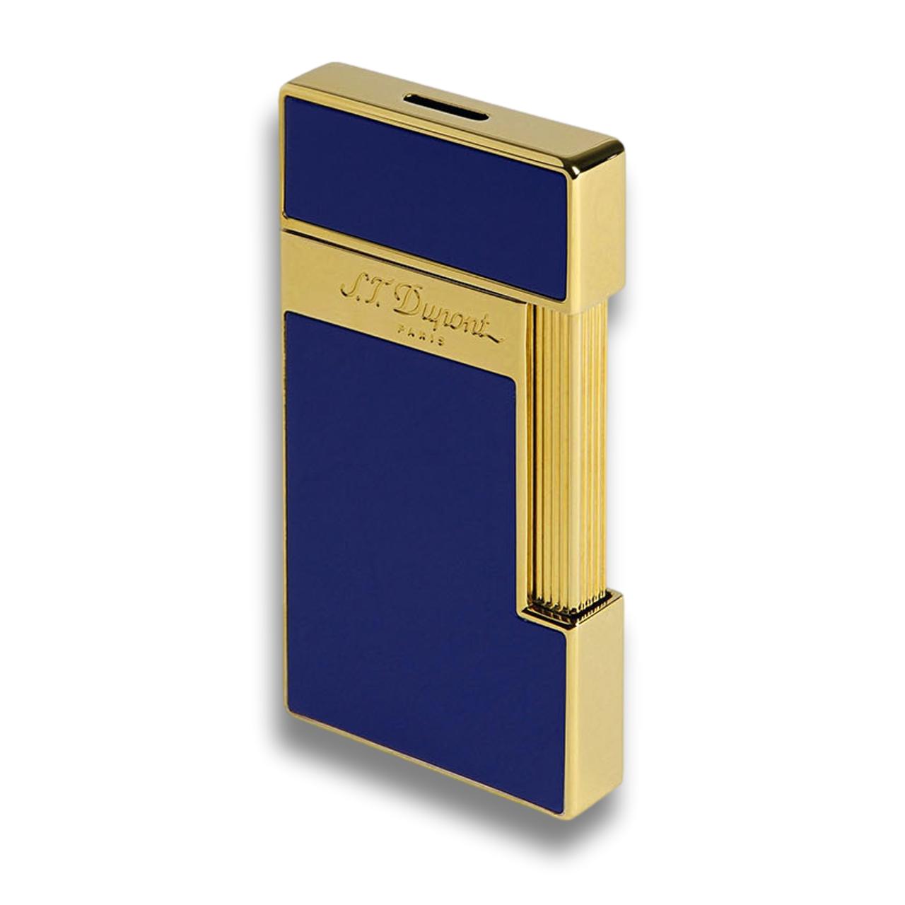 S.T. Dupont Slimmy Torch Flame Single Jet Cigar Lighter | Blue Lacquer and Golden