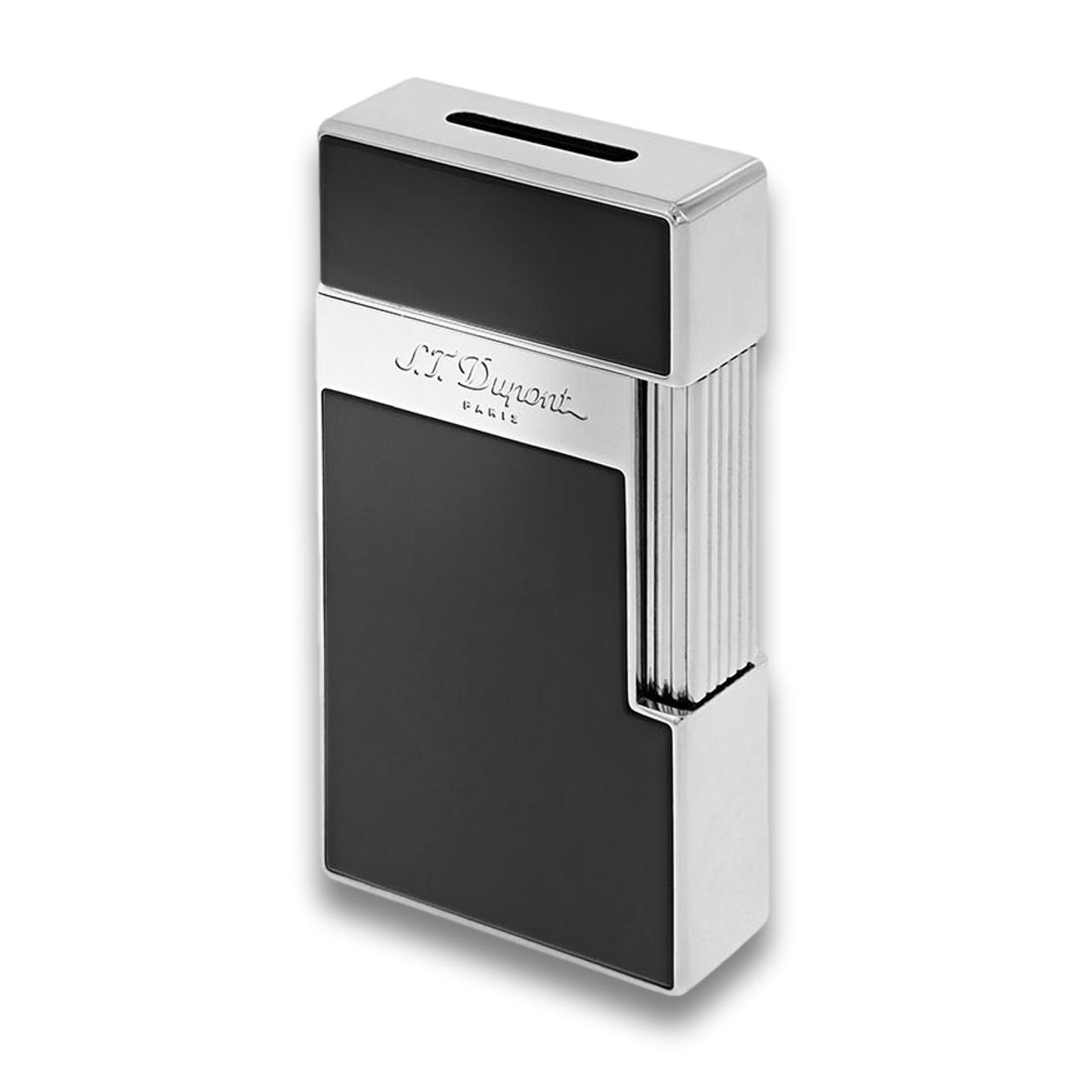 S.T. Dupont Biggy Flat Torch Flame Cigar Lighter | Black Lacquer and Chrome