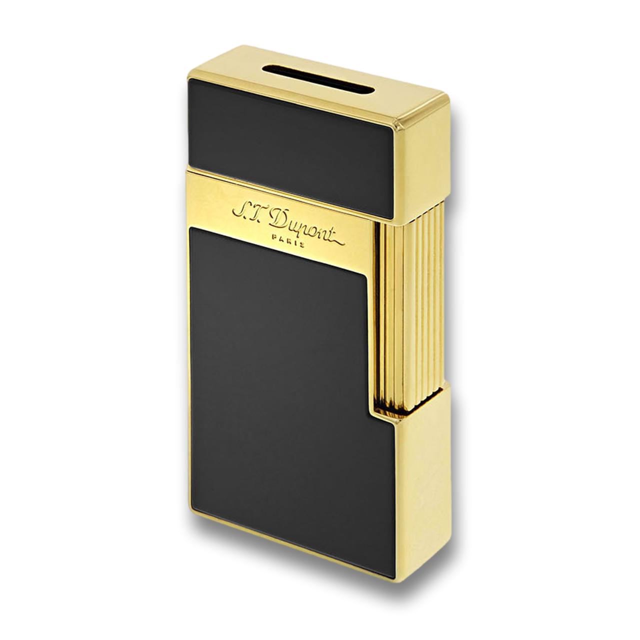 S.T. Dupont Biggy Flat Torch Flame Cigar Lighter | Black Lacquer and Golden