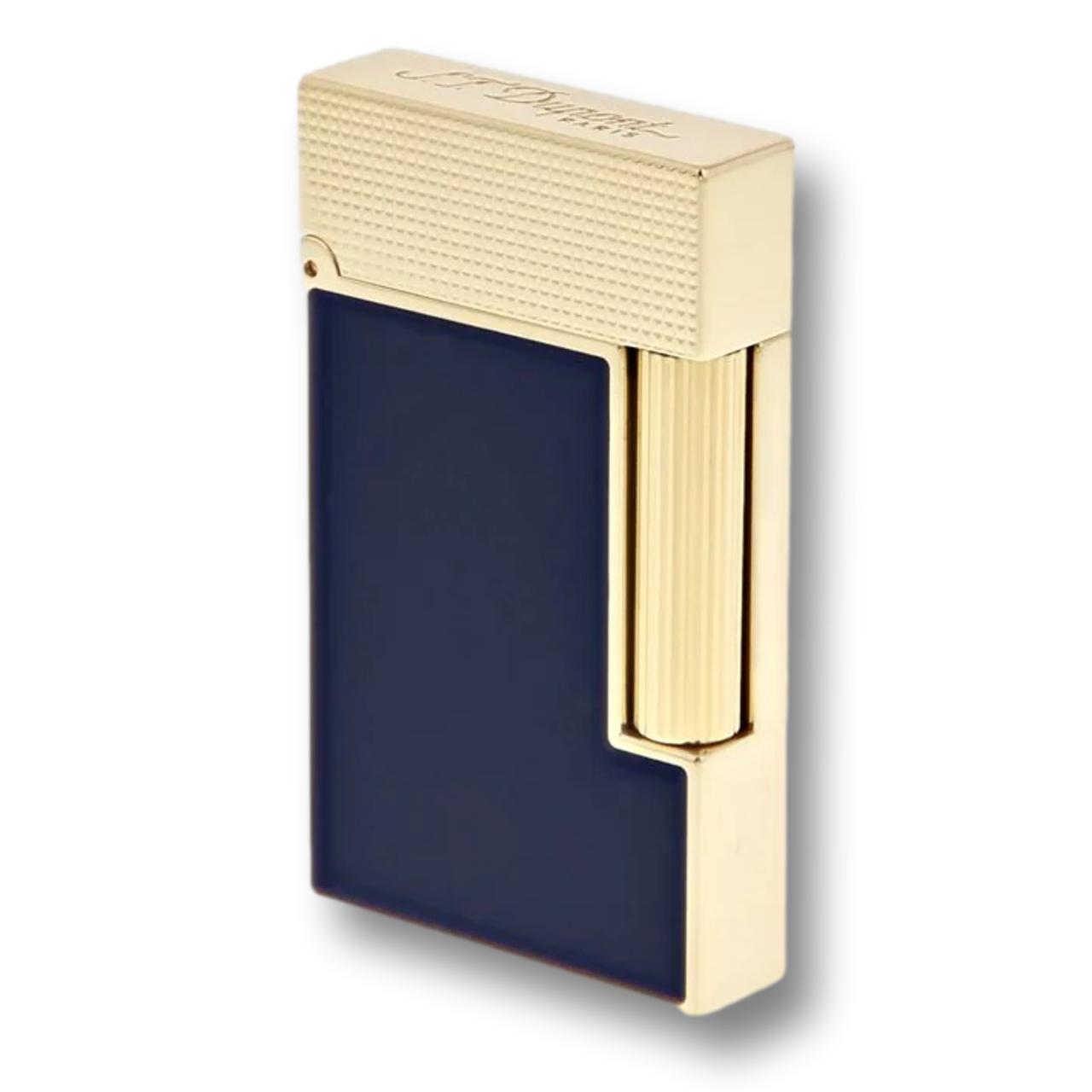 S.T. Dupont Line 2 Perfect Ping Double Soft Flame Cigar Lighter | Micro Diamond Head Gold and Dark Blue Laquer