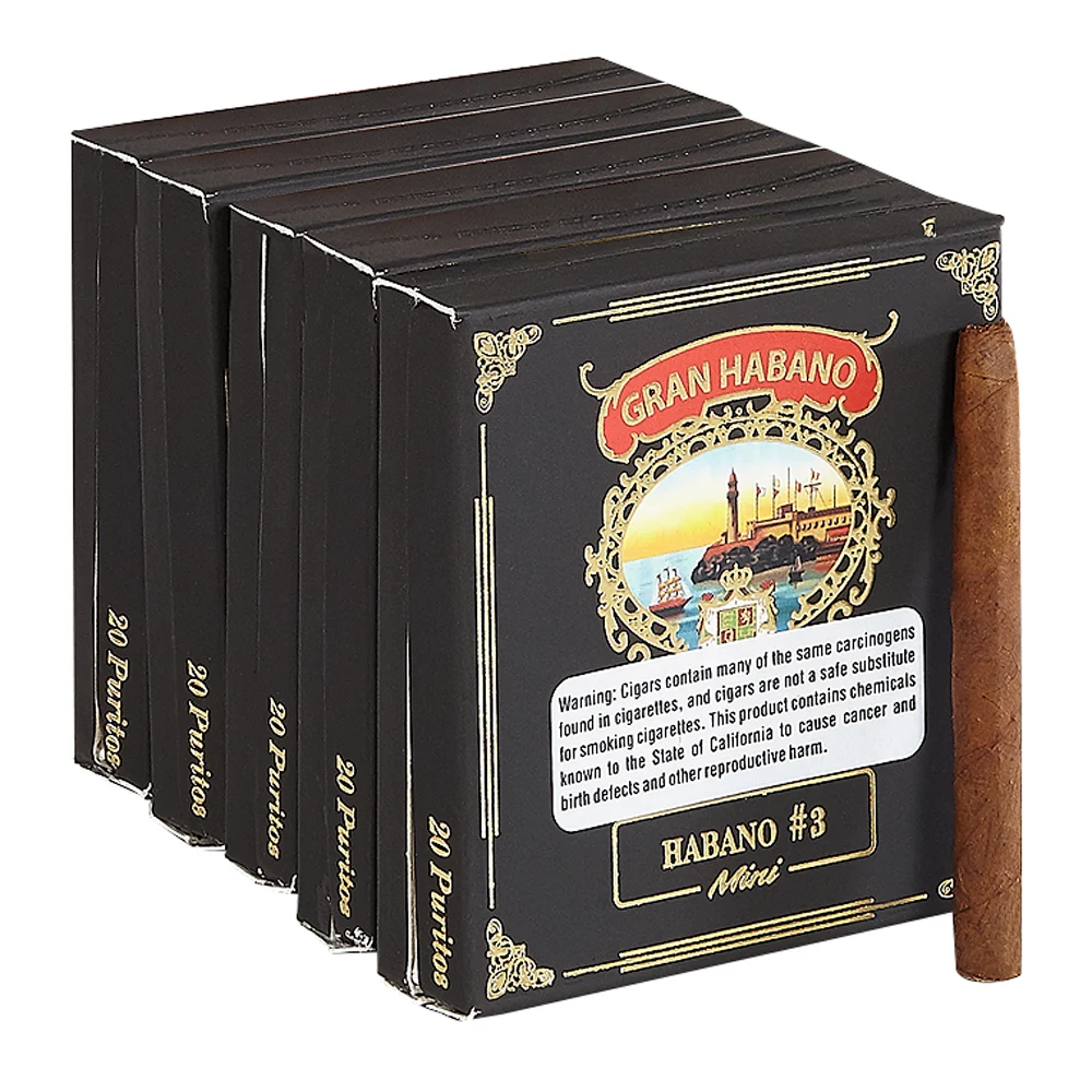 Gran Habano Minis | Puritos - #3 Habano (Black) | Pack of 100