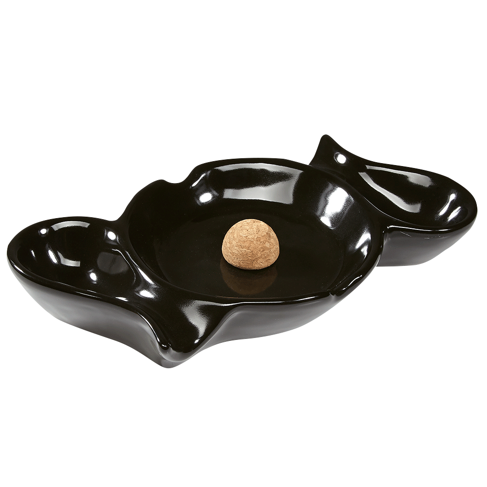 2 Pipe Black Ceramic Ashtray | Ceramic