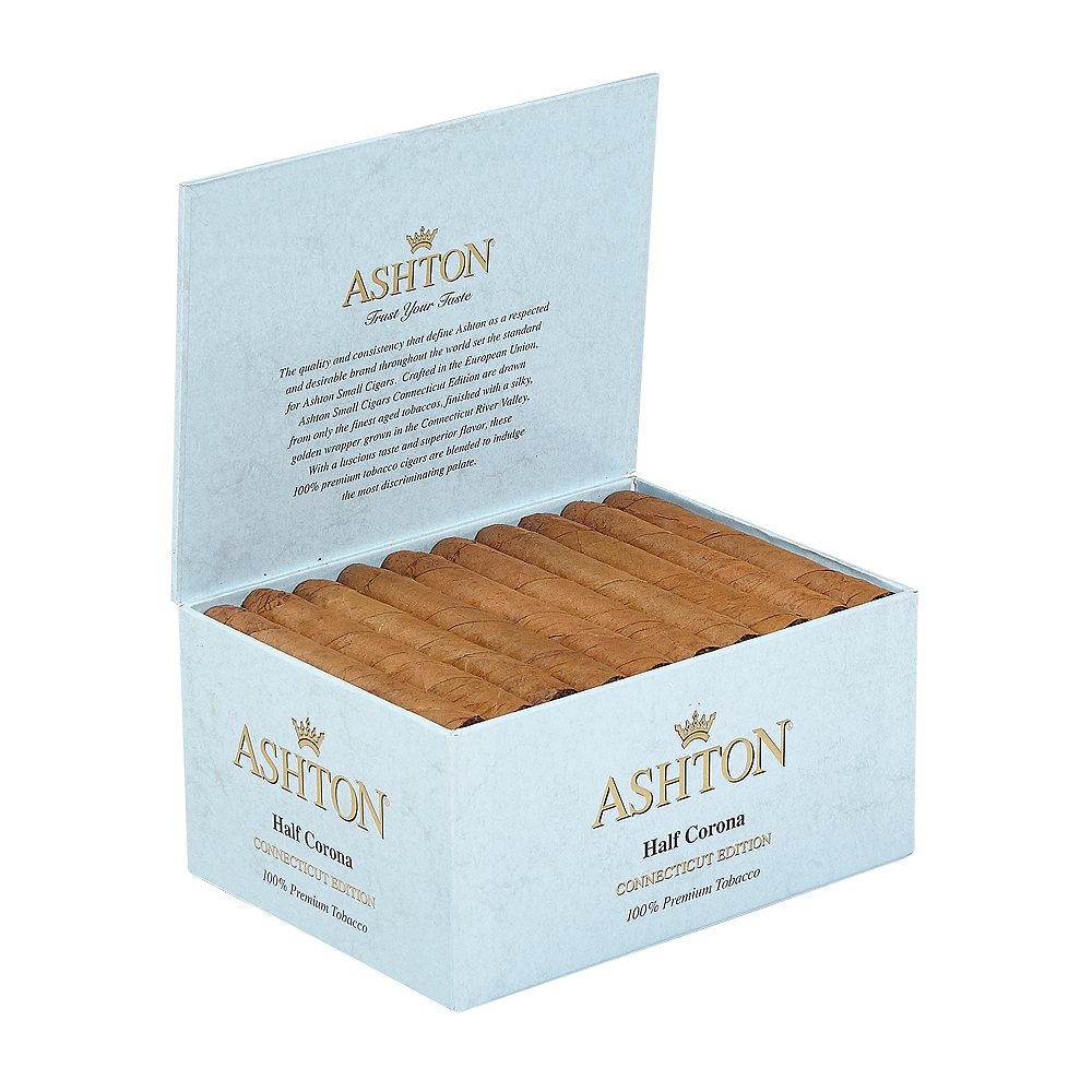 Ashton Small Cigars | Half Corona - Connecticut (Blue Box) | Box of 50