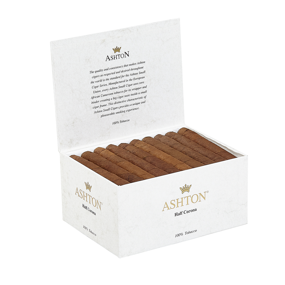 Ashton Small Cigars | Half Corona - Natural (White Box) | Box of 50