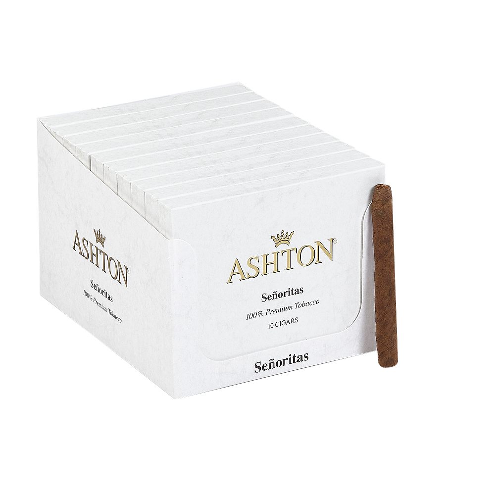 Ashton Small Cigars | Senoritas - Natural (White Box) | Pack of 100