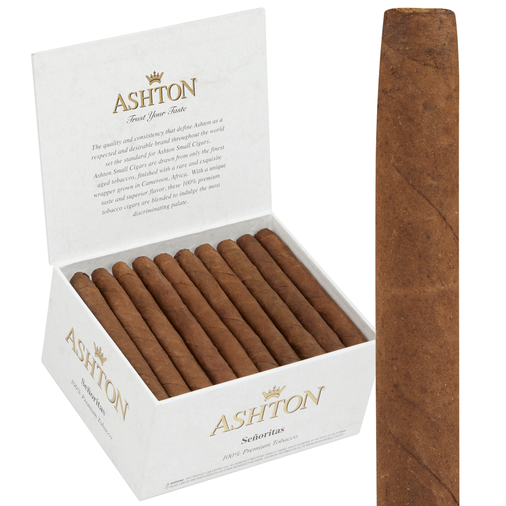 Ashton Small Cigars | Senoritas - Natural (White Box) | Box of 50
