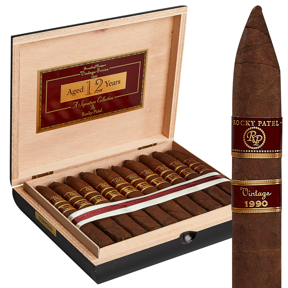 Rocky Patel Vintage '90 | Torpedo | Box of 20
            
                
                    
                         + 10 Cigars