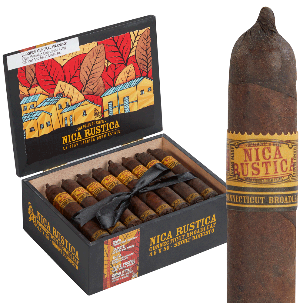 Drew Estate Nica Rustica Broadleaf | El Brujito | Box of 25
            
                
                    
                         + 8 Cigars