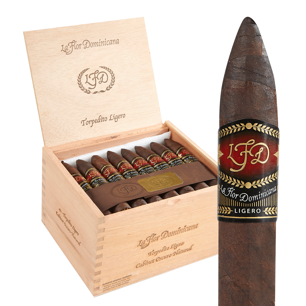 La Flor Dominicana Ligero Cabinet | Torpedito - Oscuro | Box of 40