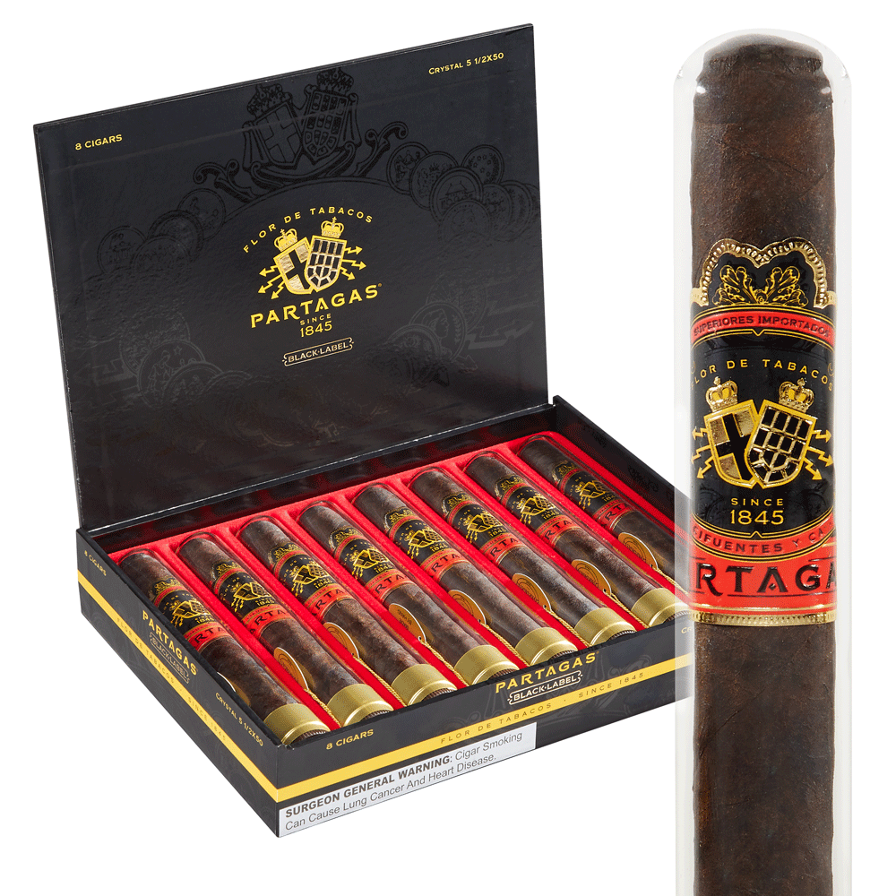 Partagas Black Label | Crystal Tubo | Box of 8
            
                
                    
                         + 5 Cigars
