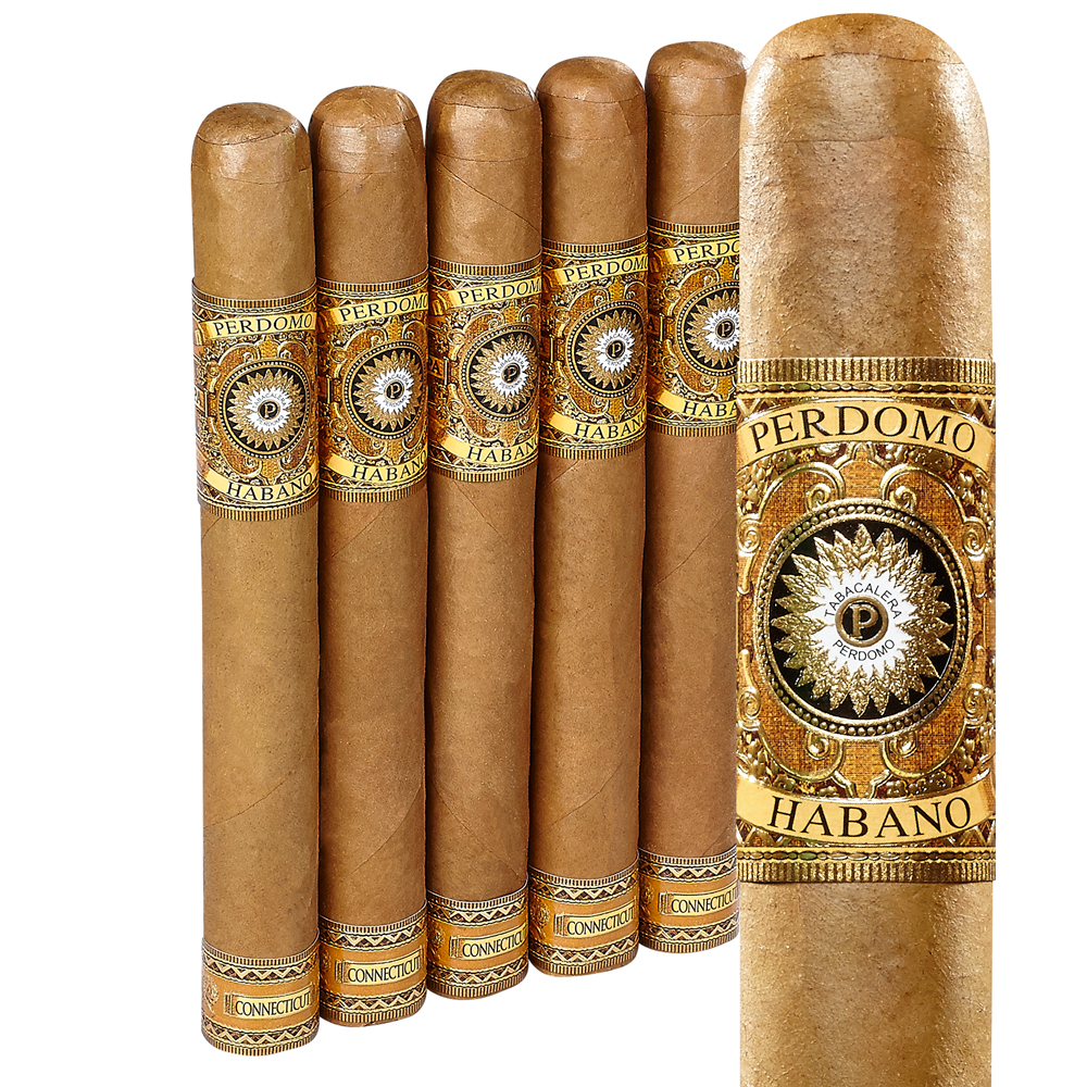 Perdomo Habano Bourbon Barrel-Aged Connecticut | Churchill | Pack of 5