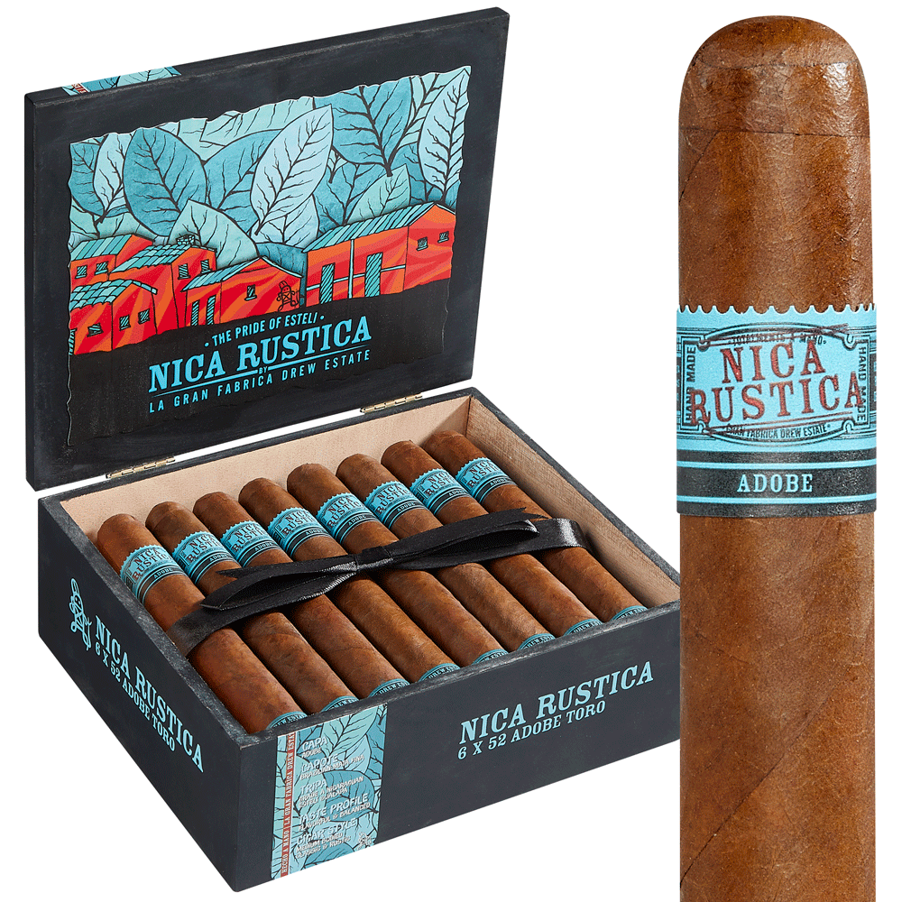 Drew Estate Nica Rustica Adobe | Toro | Box of 25
            
                
                    
                         + 8 Cigars