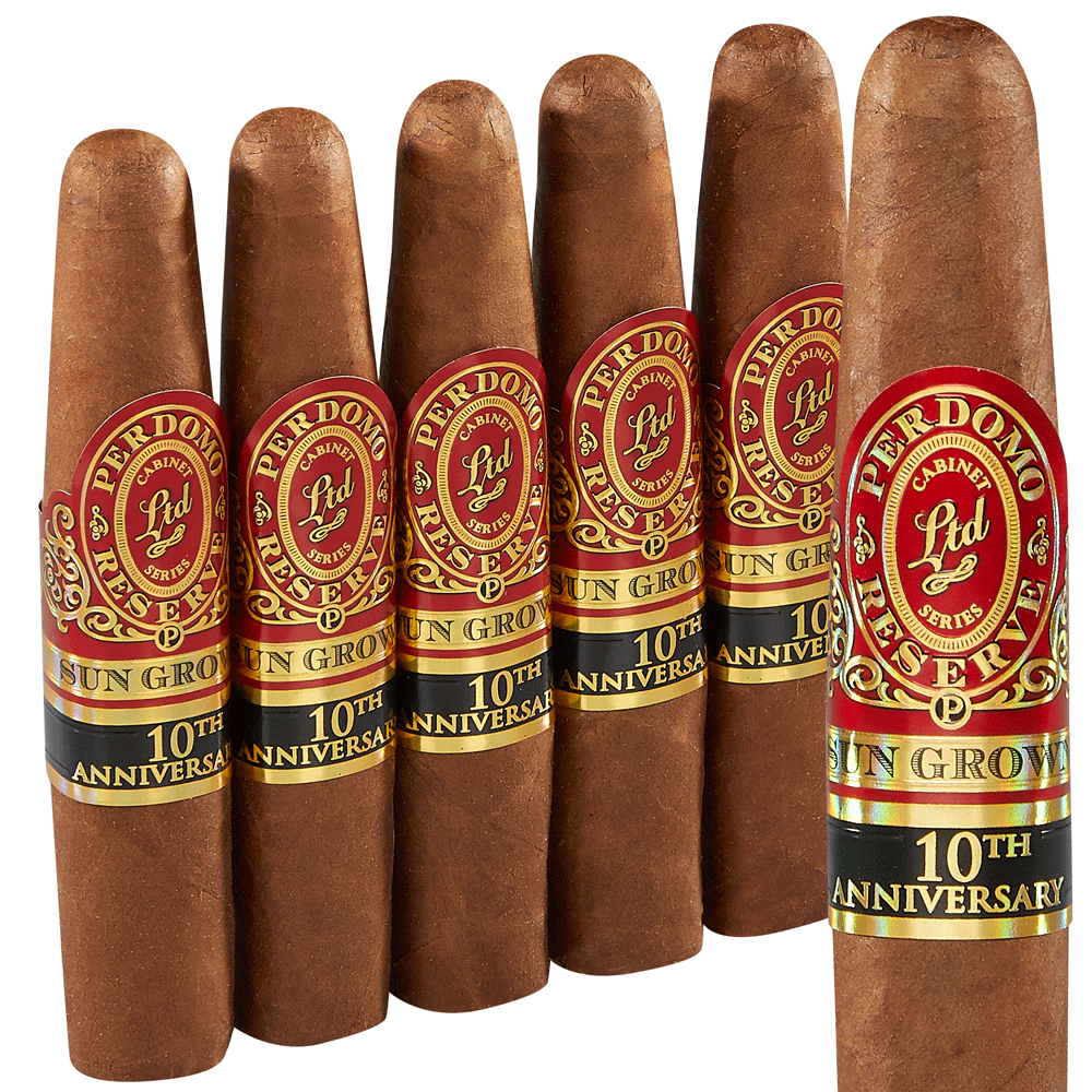 Perdomo Reserve 10th Anniversary Box-Pressed Sun Grown | Figurado | Pack of 5
