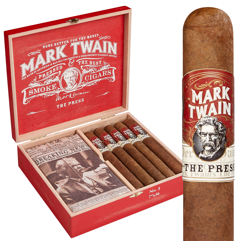 Mark Twain The Press | No. 3 | Box of 20
            
                
                    
                
                    
                         + Mark Twain Flask Set