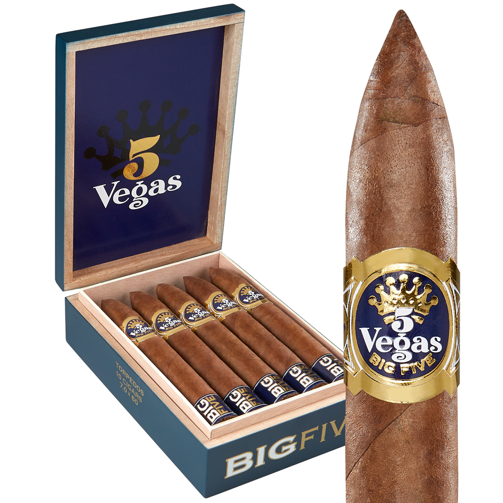 5 Vegas Big Five | Torpedo - Natural | Box of 10