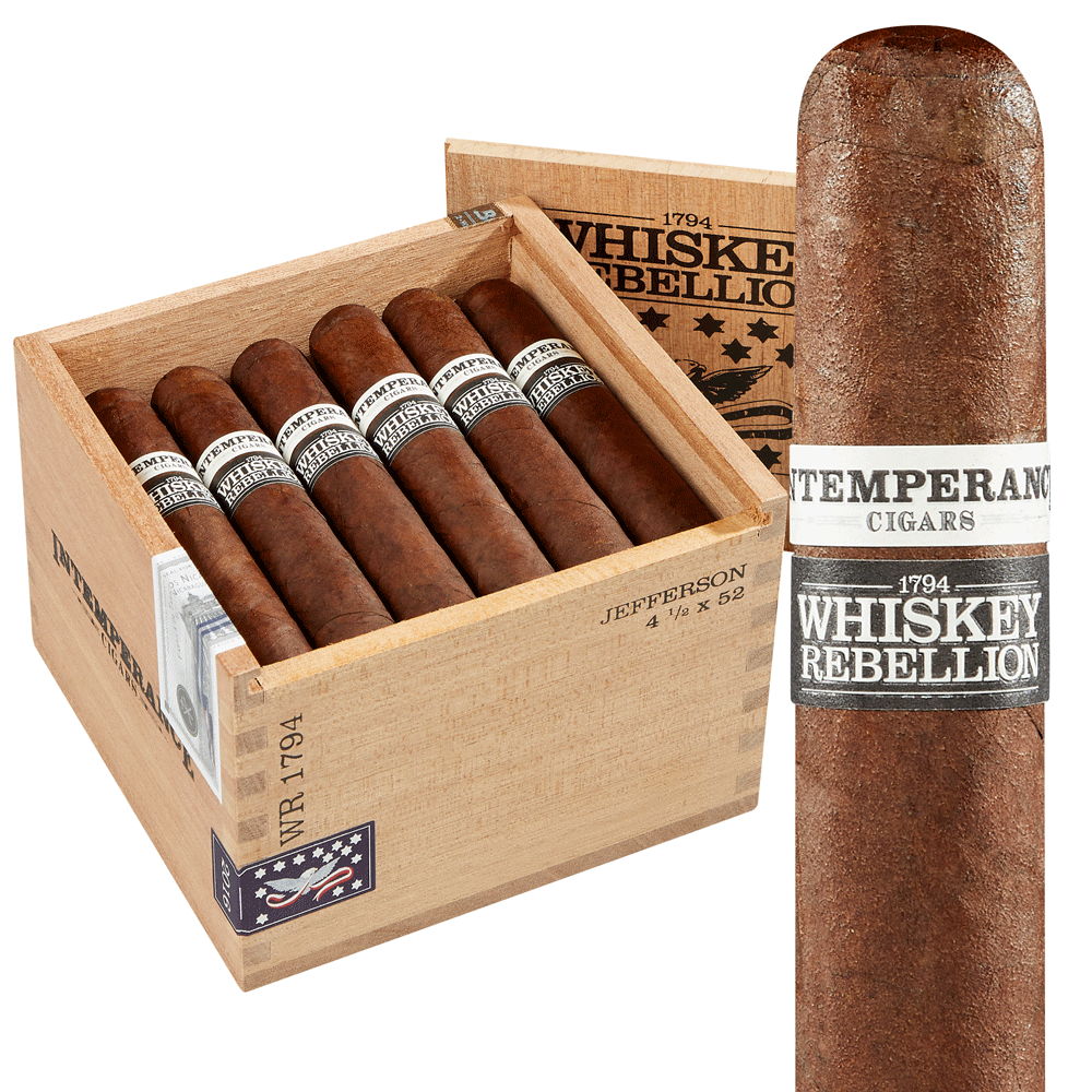 RoMa Craft Intemperance Whiskey Rebellion 1794 Hamilton Petito | Jefferson Short Robusto | Box of 24