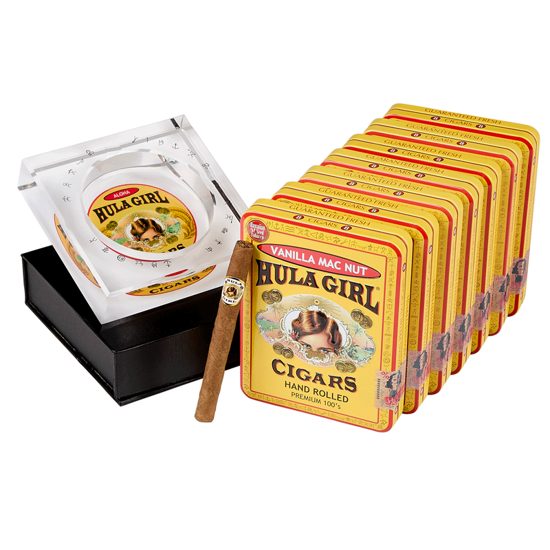 Hula Girl 7-Tin Variety Sampler with Ashtray 56-Cigar Sampler