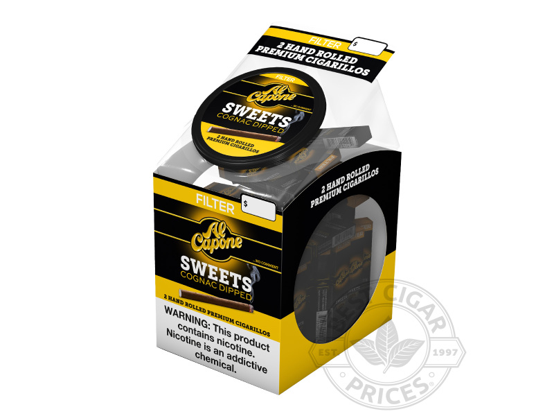 Al Capone Sweets Cognac Filtered Display Bowl - Small Packs: 120 Cigarillos