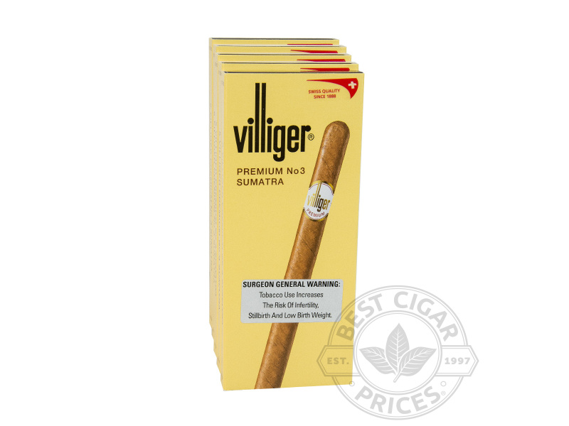 Villiger Premium No. 3 Sumatra Cigars - Small Packs: 25 Cigarillos