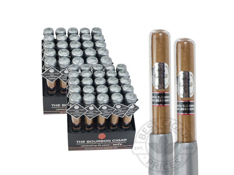 Ted's 10th Anniversary Bourbon Seasoned Cigar 650 Tubes - 50 Cigars