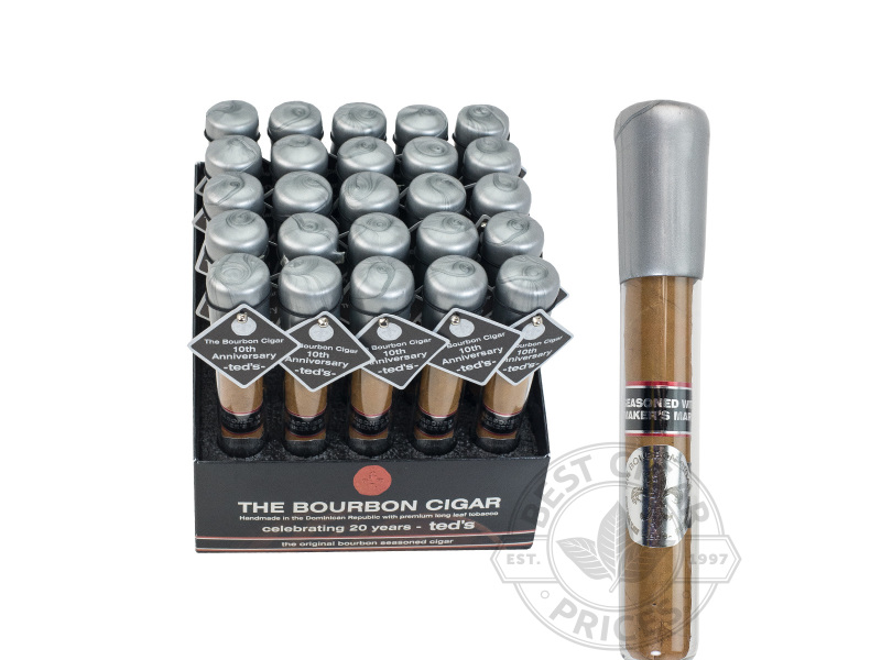 Ted's 10th Anniversary Bourbon Seasoned Cigar 650 Tubes - 25 Cigars