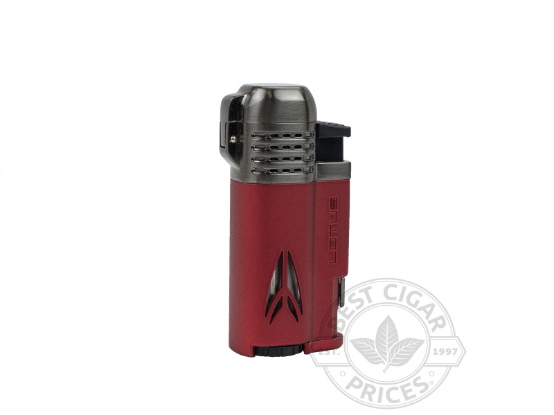 Lotus Defiant Lighter W/ Punch Cutter - Red Matte & Dark Gun Satin - Box of 20