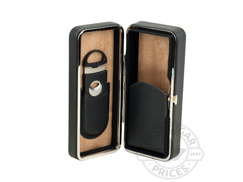 3 Cigar Black Folding Case With Cutter - Box of 20