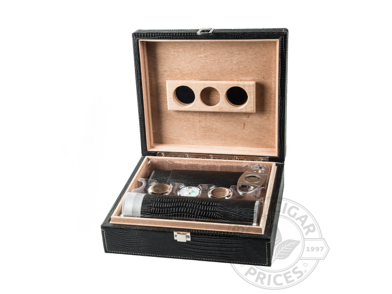 The Alligator Black 25 Count Humidor Gift Set - Box of 20