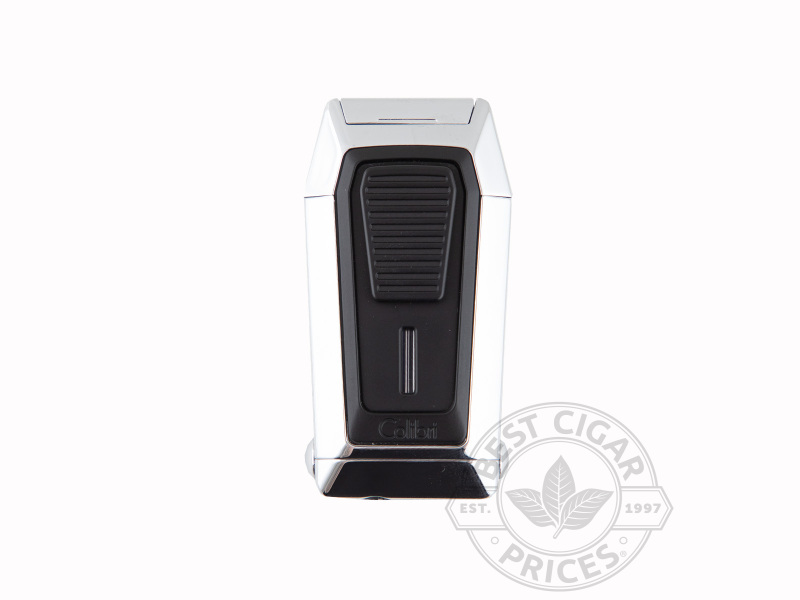 Quantum Triple Jet Flame Lighter W/ V-Cut Cigar Cutter - Polished Chrome & Black - Box of 20