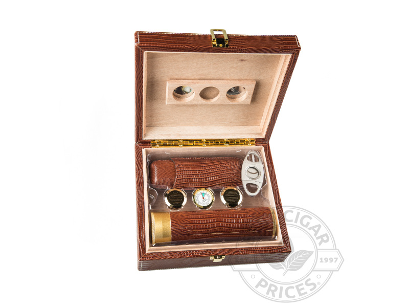 The Alligator Brown 25 Count Humidor Gift Set - Box of 20