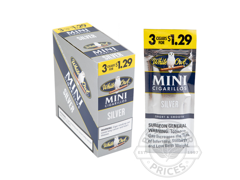 White Owl Mini Cigarillos 3 For $1.29 Upright Silver - 45 Cigars