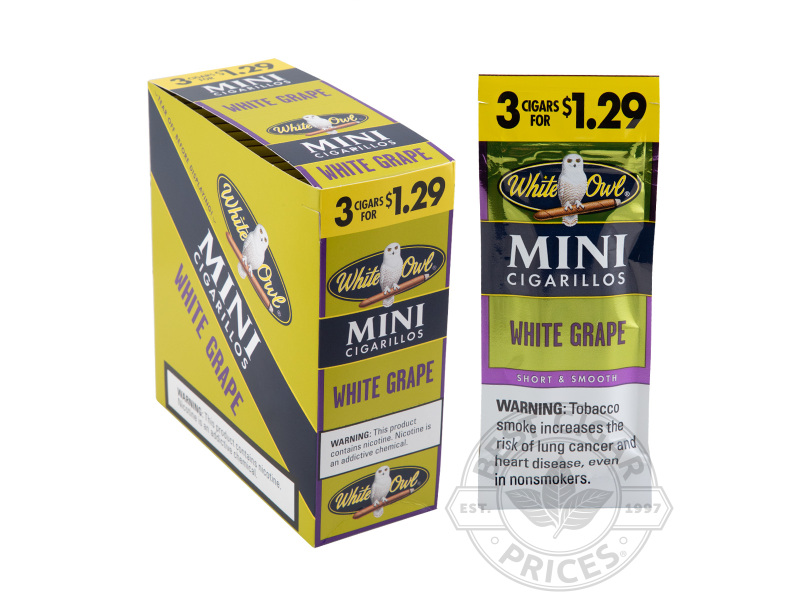 White Owl Mini Cigarillos 3 For $1.29 Upright White Grape - 45 Cigars