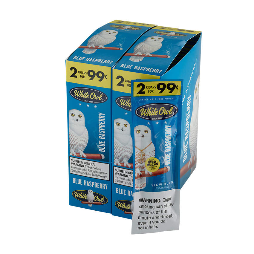 White Owl Blue Raspberry (2) Natural | Cigarillo | Upright of 60