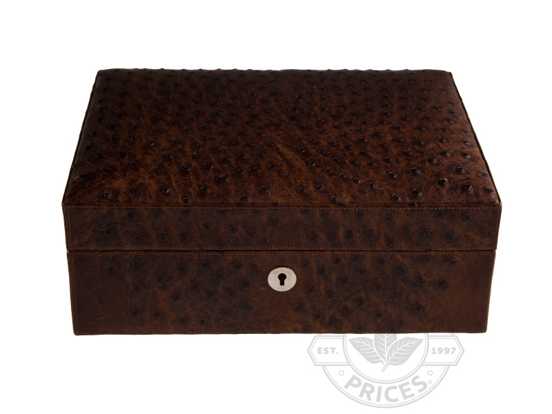 "Airflow" 40 Count Humidor Geniune Ostrich - Antique Saddle - Box of 20