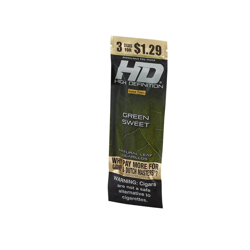 Good Times #HD Green Sweet - 3 for 1.29 Natural | Cigarillo | Pack of 3
