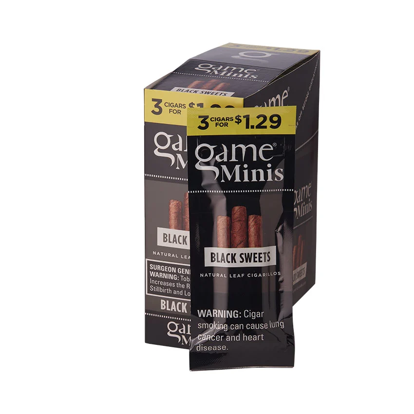 Garcia Y Vega Game Mini Black Sweet (3) Natural | Cigarillo | Upright of 45